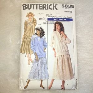 Butterick 5838 Misses top  scarf drindl skirt with optional over skirt 1…